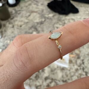 Elegant 14k Gold Diamond and Opal Ring